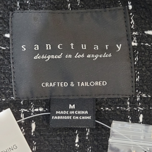 Sanctuary Ashly Jacket Black & White Trendy Tweed Plaid Hip Length - Size M - Picture 10 of 12